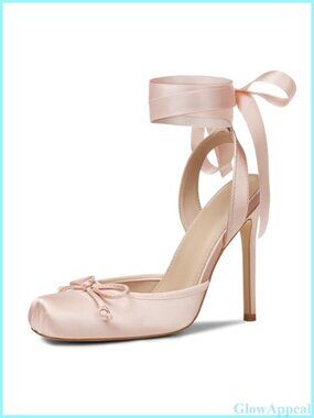 Satin Lace Up Bow Ballet Heels Closed Toe Stiletto 4 Inch High Heel Pump